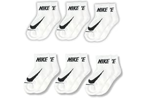 Nike Little Boy Cushioned Quarter Socks 6 Pack, White/Black, 5-7 Years