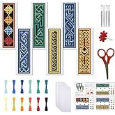 FREEBLOSS 6 Set Cross Stitch Bookmark Kit Cross Stitch Kit Celtic Knots Stamped Embroidery Bookmark with Instruction Cross Stitch Kits for Adults DIY Bookmark Kit 8.66''x3.15''