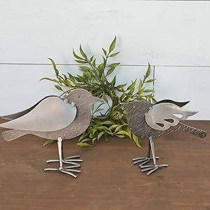 Foreside Home & Garden Silver Set of 2 Distressed Etched Metal Birds