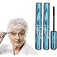 Mascara for Older Women 60 Plus, Mascara for Seniors with Thinning Lashes, Hypoallergenic Sensitive Eyes, Black Volume and Length, Waterproof Smudge Proof (2pc)