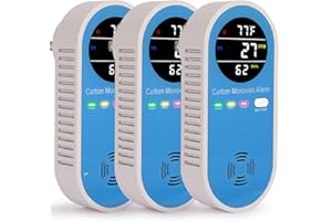 Carbon Monoxide and Natural Gas Detector,Vzmcov Plug in Co and Gas Detector,Propane, Natural, Methane,and Explosive Gas Alarm,HD Screen & Indicator Gas Detector for Kitchen, Home (C-CO 3Pack)