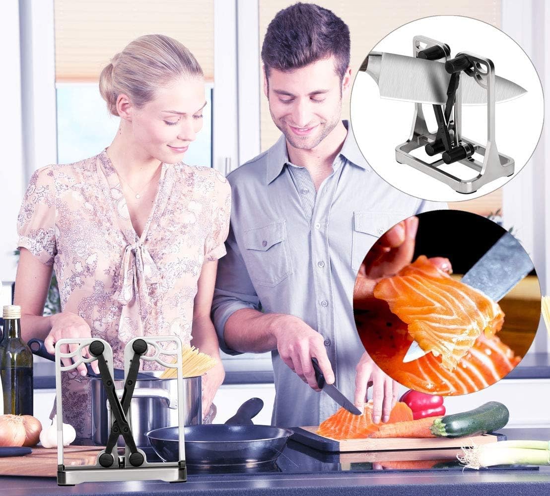 Knife Sharpener Manual Knife Sharpeners: Upgrade Made of Full Metal Bracket - Safe, Easy to Use Kitchen Tools - Image 3