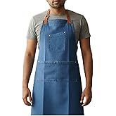 RUSTIQUE LINENS 100% Cotton Printed Kitchen Apron with 2 Pockets for Men and Women – Adjustable Chef Apron - Machine Washable