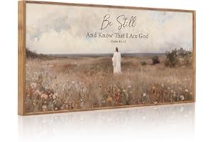 CHDITB Be Still And Know That I Am God Psalm 46:10 Wall Art(40"x20"), Jesus Christian Bible Verse Scripture Canvas Artwork, L