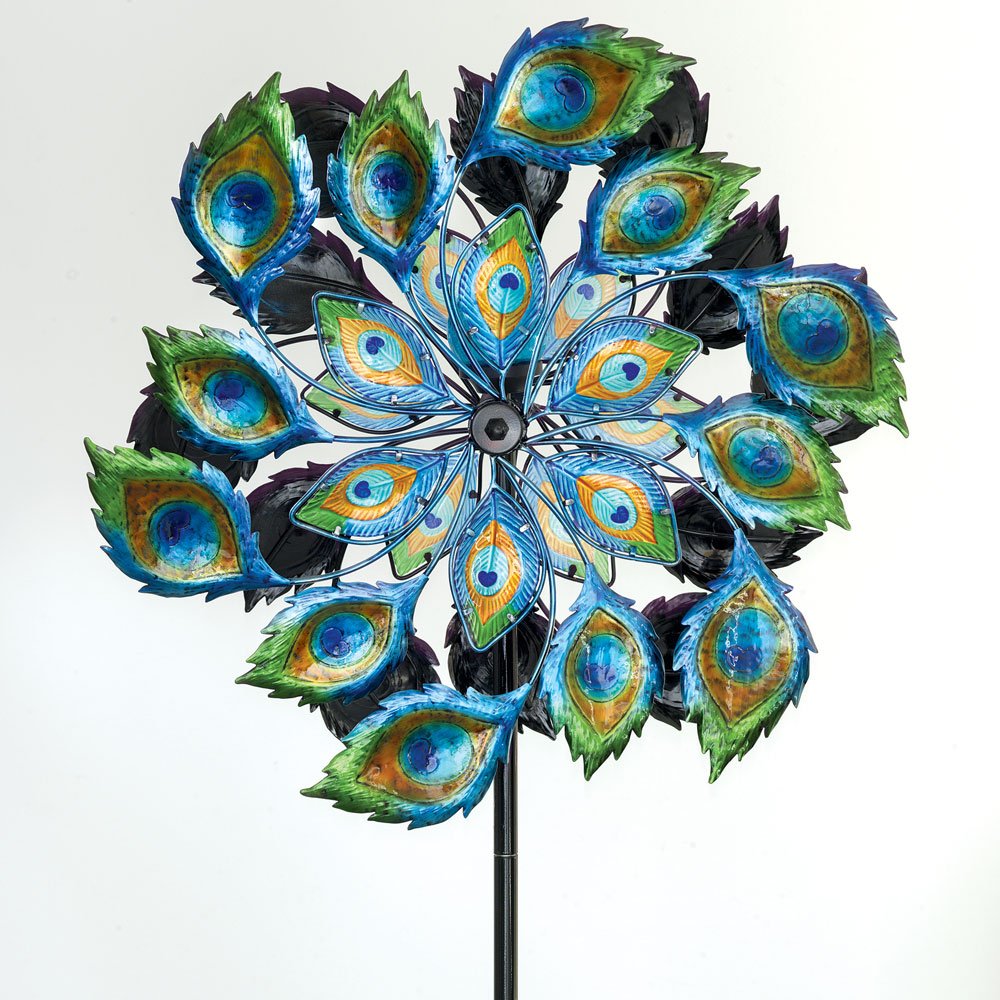 Solar Peacock Wind Spinner Decorative Solar Powered Windmill