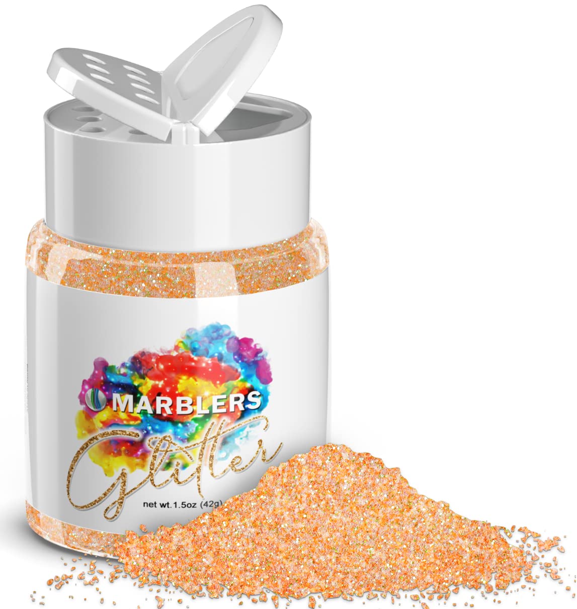 MARBLERS Holographic Glitter [Unicorn Orange] 1.5oz (42g) | Fine | Non-Toxic, Vegan, Cruelty-Free | Face, Body, Eyeshadow, Hair, Festival, Party Makeup, Nail Art, Polish | Resin, Tumbler, Slime, Craft — image 1