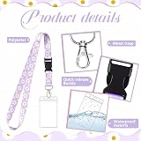 Zonon 2 Set Lanyard with Card Holder Purple Boho Style Waterproof Badge Holder view 2