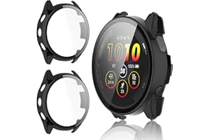 Kimiyaki 2 Pack for Garmin Forerunner 165 &165 Music Screen Protector Case [Full Coverage], Hard PC Bumper All-Around Protective Accessories for Garmin Built-in Tempered Glass Film
