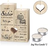 Niyewsor Heart Shaped Candle Holders for Sisters, Pine Wood Gift Set view 4