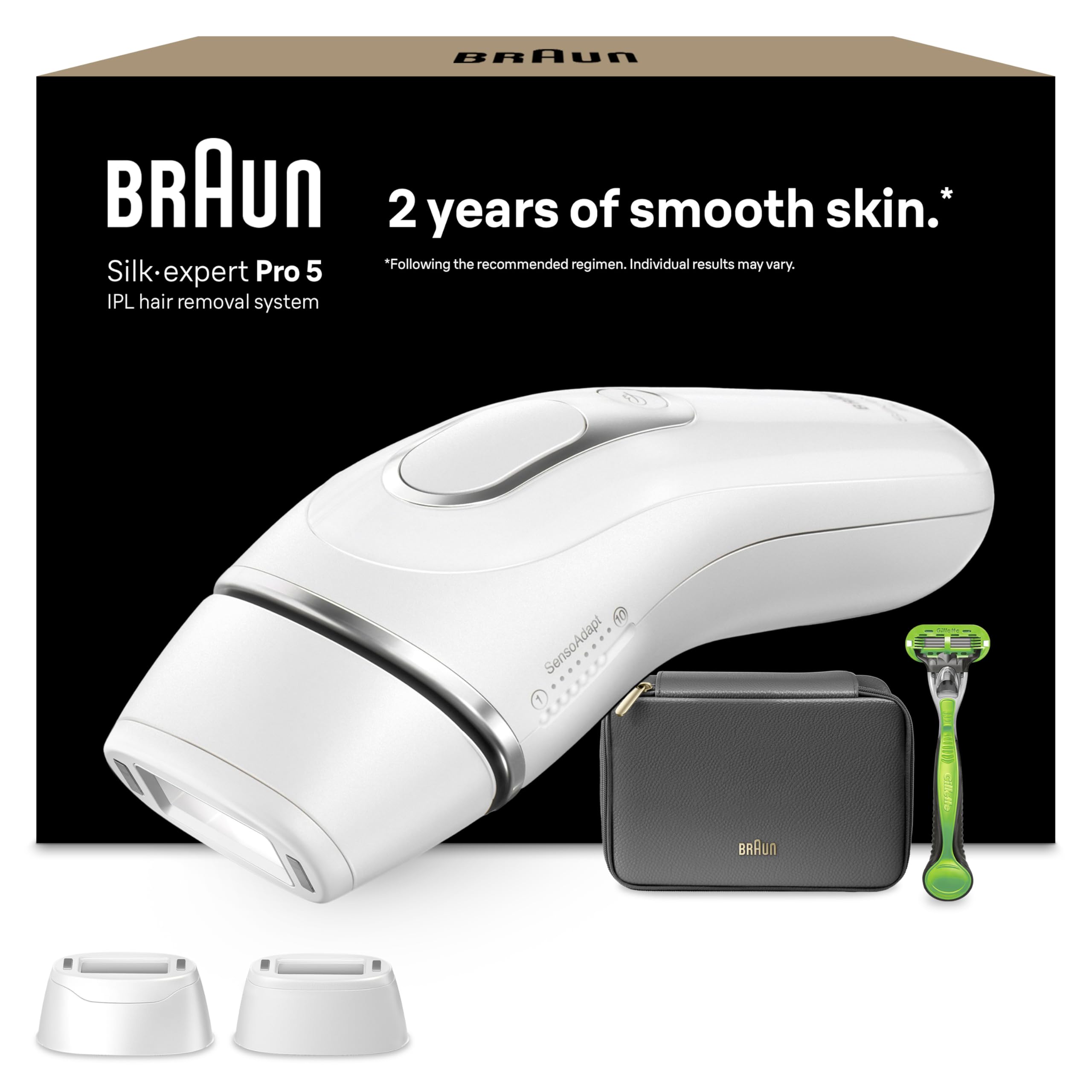 Braun Epilateur Lumiere Pulsee Silk·expert Pro 5, Epilation Semi-Définitive, Alternative Au Laser, Résultats En 2 Séances, Têtes Pour Épiler Jambes, Visage, Maillot Et Plus