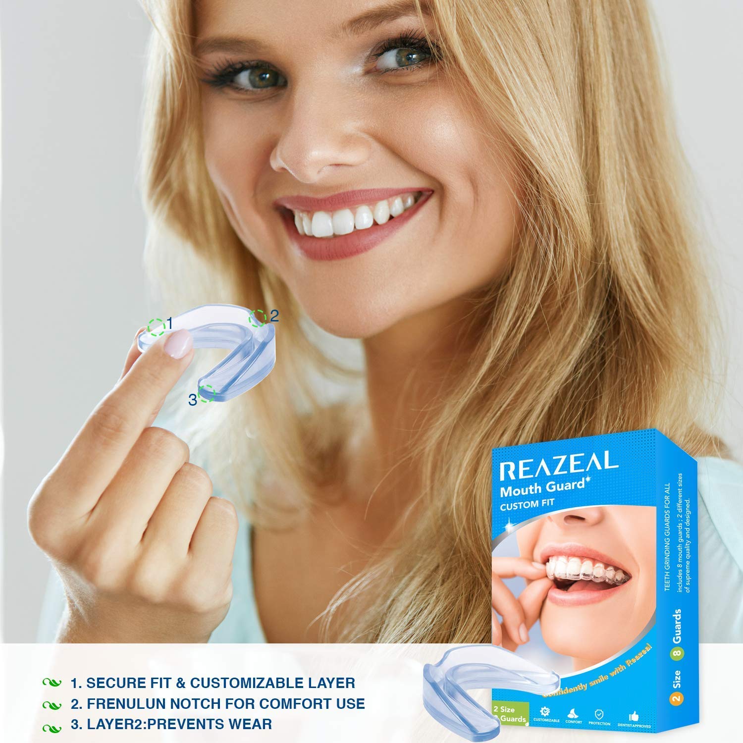 Health Professional Dental Guard - Pack of 8 - New Upgraded Anti Grinding Dental Night Guard, Stops Bruxism, Tmj & Eliminates Teeth Clenching : Beauty