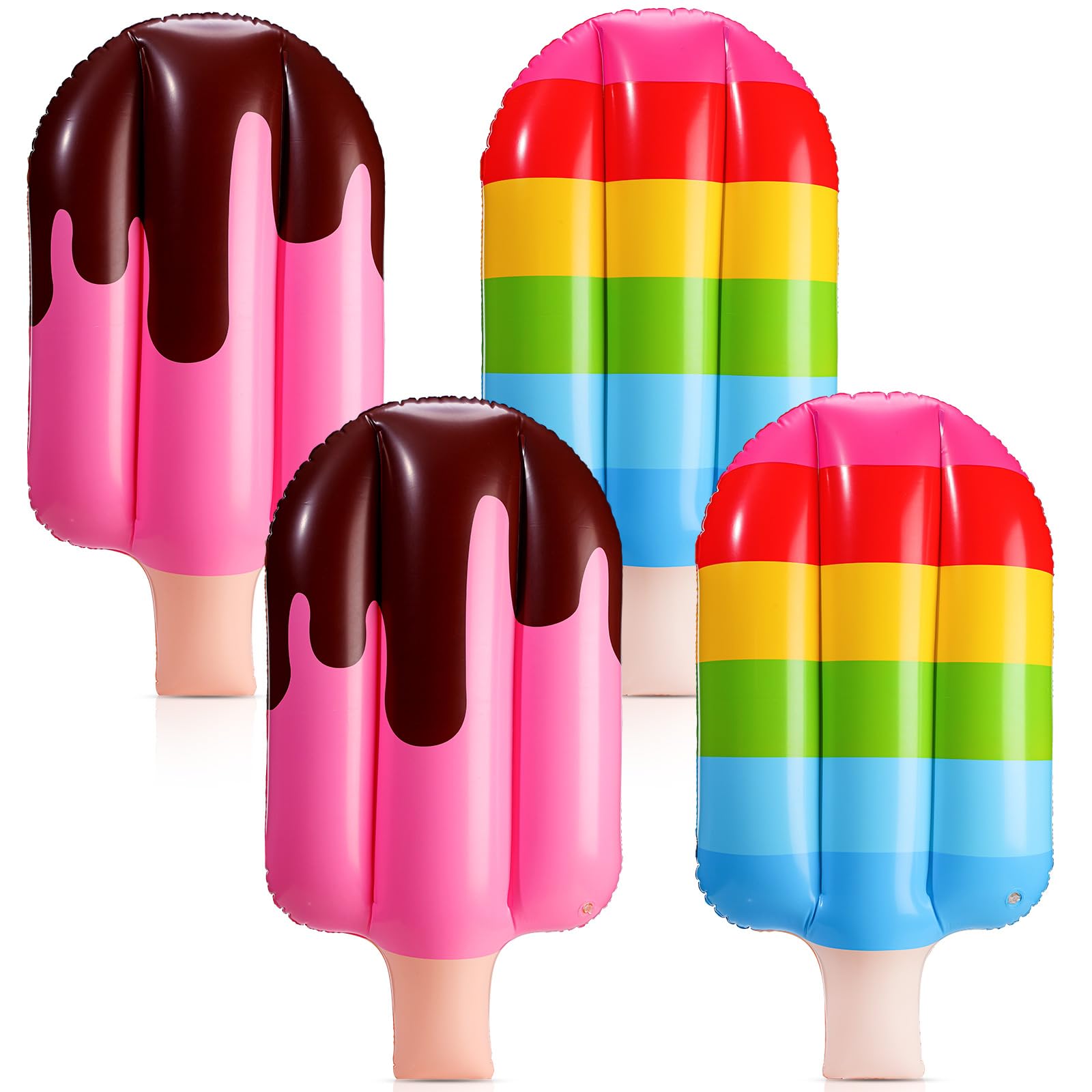 Photo 1 of JellyArch 4 Pcs 36 Inch Inflatable Ice Cream Blow up Rainbow Ice Cream Inflatable Summer Decorations for Summer Pool Beach Birthday Party Decor