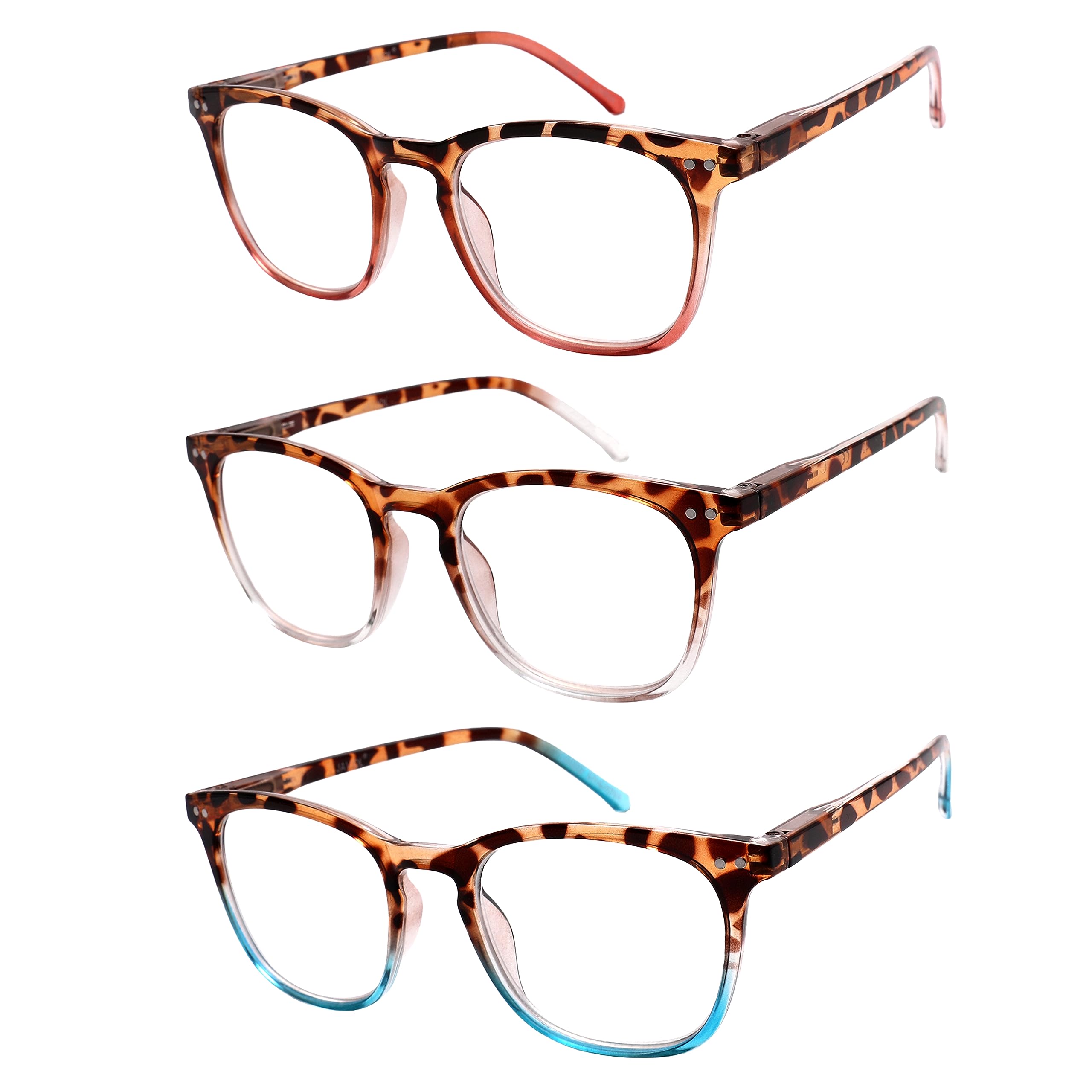 Dolarosey Vintage Reading Glasses_ 3 Pack Spring Hinge_ Ultra-Clear Vision_Matte Finish for a Smooth Feel and Classy Design (3 packs/mixed colors, +4.0x)