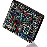 FRMARCH Teen Boys Wallet - Cool Wallet for Boys Video Game Design Slim Leather Bi-Fold with Coin Pocket Credit ID Card Cash Holder ID Window Black Purse for Teens Youth Men Teenager