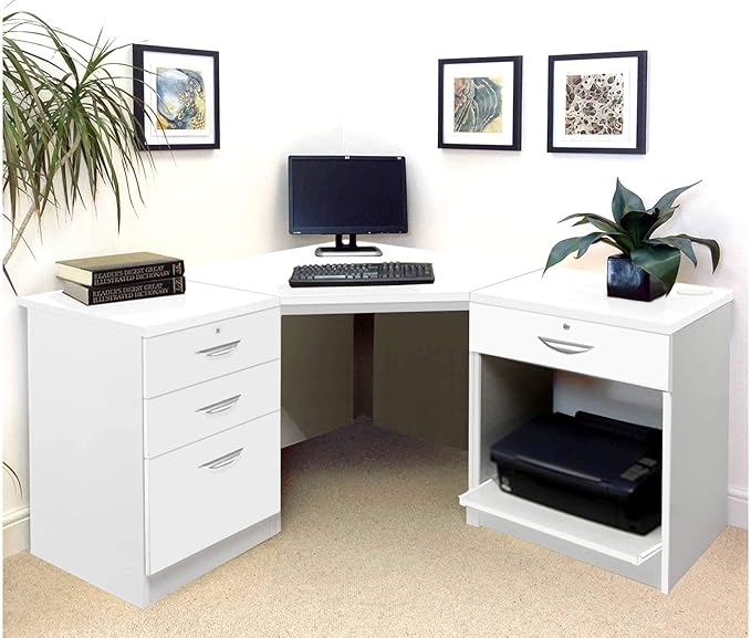 R White Home Office Corner Desk Color White Satin Amazon.co.uk Office Products
