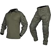 IDOGEAR Men G3 Combat Uniforms Set with Knee & Elbow Pads Camouflage Clothing