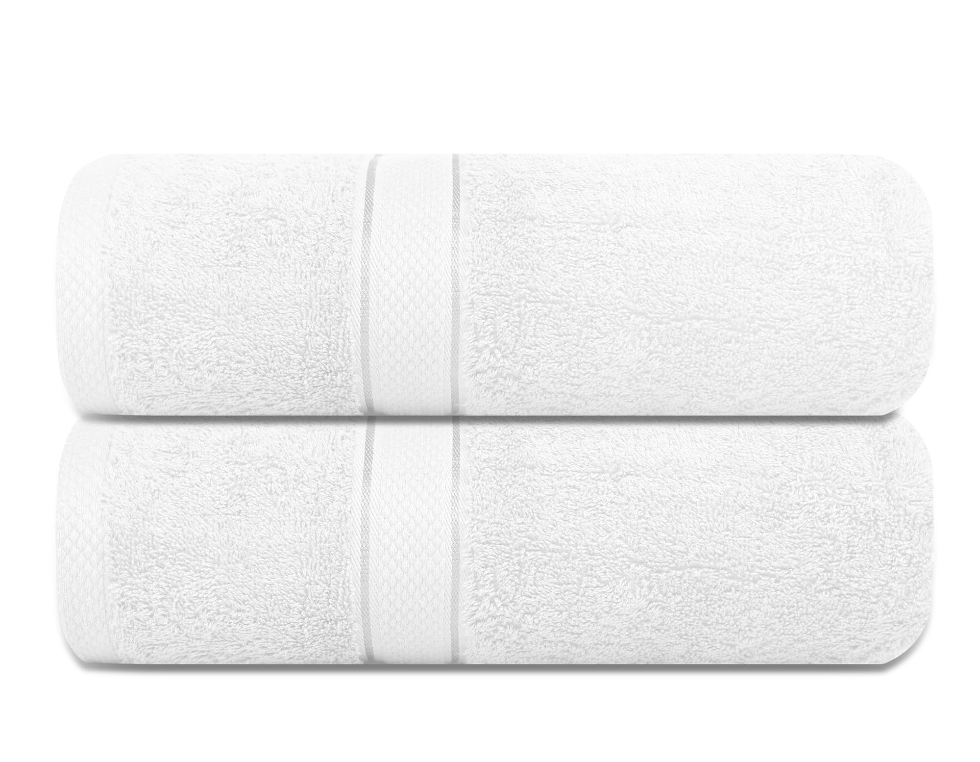 Alifant Royal Egyptian White Bath Towels, 500 GSM 100% Cotton Yarn Ring Spun, Luxury Plush And Premium Towels, Hotel Quality, Highly Absorbent, Quick Dry And Skin Friendly, Set of 2, 70x140 cm