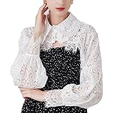 DNLKWGO Long Sleeve Dickey Collar Blouse Detachable Fake False Collar Half Blouse for Women
