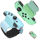 FANPL Upgrade Wrist Bands Compatible with Dance 2026/2025/2024/2023, Adjustable Elastic Strap for Switch & OLED JoyCon Controller, Fit for Adults & Children,2 pack (for Animal Crossing Blue & Green)