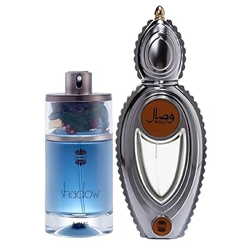 Ajmal Shadow HIM EDP Spicy Woody Perfume 75ml for Men and Wisal EDP Floral Musky Perfume 50ml for Women + 2 Parfum Testers FREE