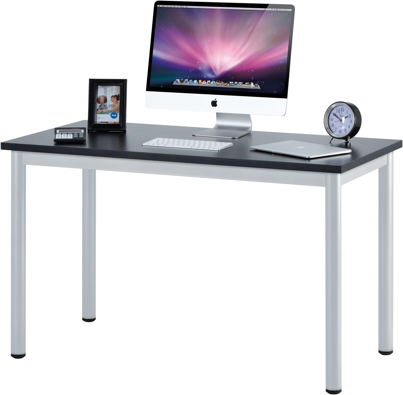 Fineboard 47" Home Office Computer Desk Writing Table, Black/White