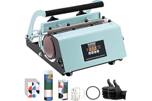 VEVOR Tumbler Heat Press Machine, 11-30oz Mug Press, Heat Up Fast and Even, Tumbler Press with Sublimation Paper, Tape and Gloves, Temp and Time Setting, for Sublimation Tumblers, Cups, Mugs, Green