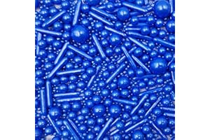HOMANKIT Edible Royal Blue Pearl Sugar Sprinkles Candy Mix Size Baking Edible Cake Decorations Cupcake Toppers Cookie Decorating Wedding Party Valentine Halloween Christmas Supplies 100g/3.53oz