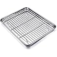 TeamFar Baking Tray and Rack Set, Stainless Steel Baking Pan Cookie Sheet with Cooling Rack, 12.5 x 10 x 1 inch, Non Toxic & Healthy, Easy Clean & Dishwasher Safe