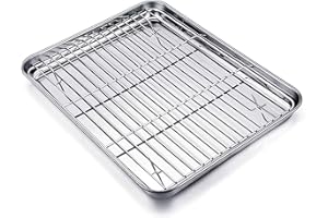 TeamFar Stainless Steel Baking Sheet and Rack, 12.5x10x1 inches, Healthy, Easy Clean, Dishwasher Safe, Aluminum Free