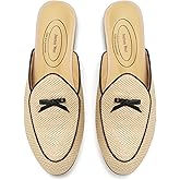 Journey West Women's Mules Flats with Embroidery Belgian Loafers Slip on Slippers for Women