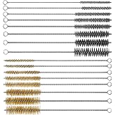 RAWILL 16Pcs Tube Cleaning Brush, Brass Stainless Steel Engine Cleaning Brushes, 12 Inch Long Round Wire Pipe Cleaner for Deep Pipes, Auto Parts, Engine Parts, 8 Sizes