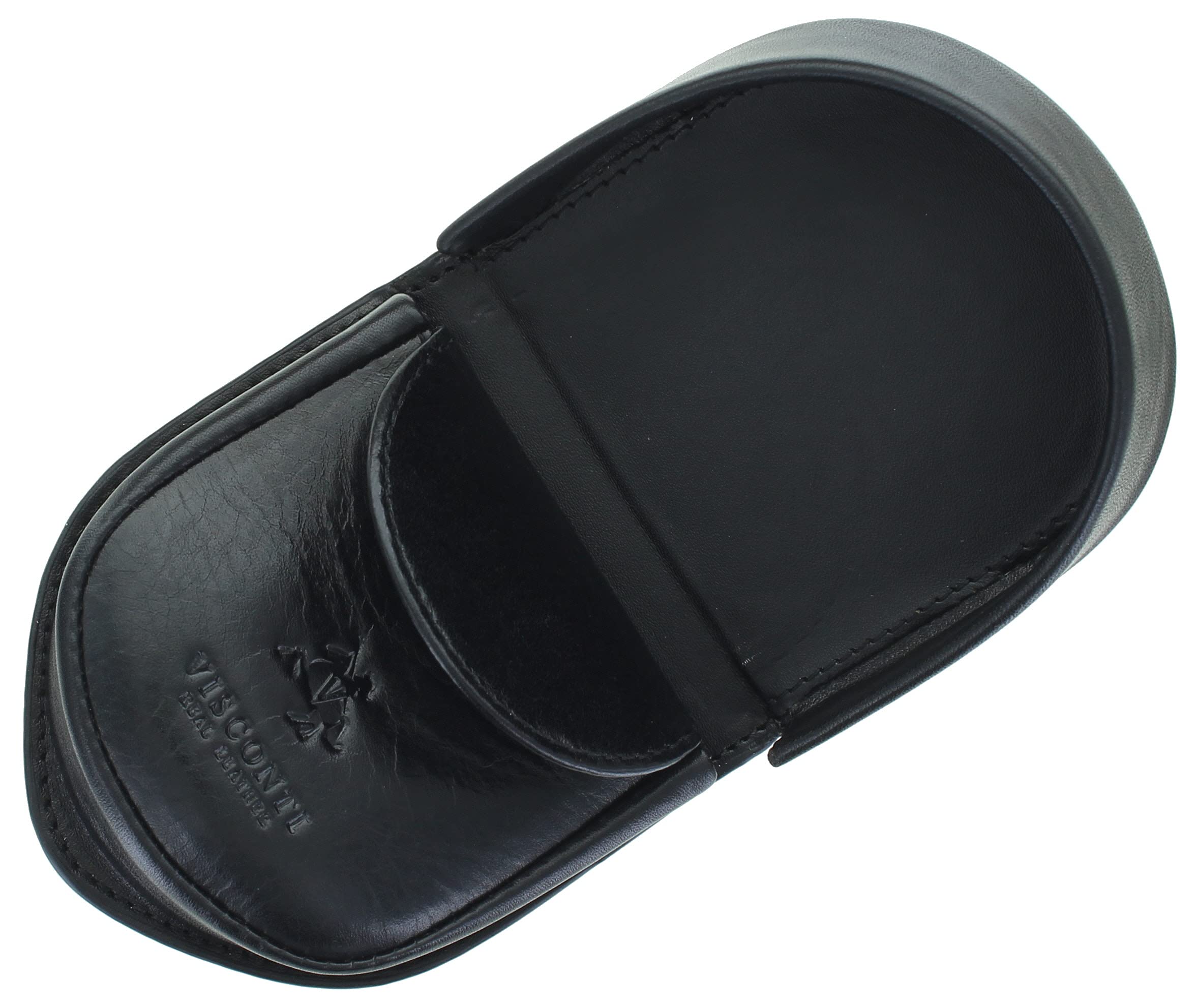 Visconti Monza Collection Vegetable Tanned Leather Tray Coin Purse TRY6 Black