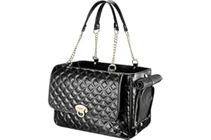 NewEle Fashion Dog Purse for Small Dogs with 2 Super-Large Pockets, Holds Up to 10lbs PU Leather Pet Carrier, Cat Carrier, Ai