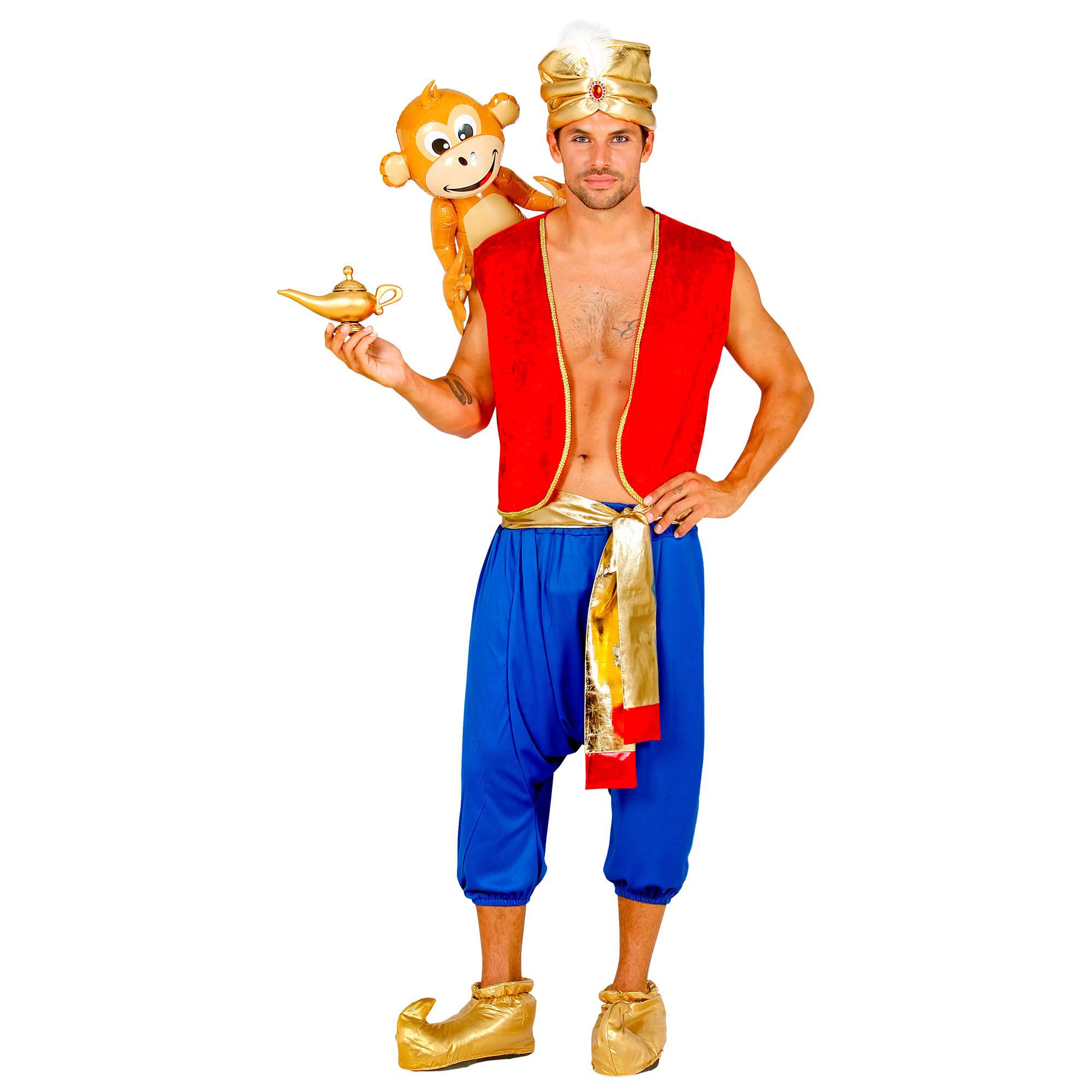 Widmann 10223 Aladdin Costume, Waistcoat, Trousers, Sash, Turban, King of Thieves, Theme Party, Carnival, Fancy Dress, Multicoloured, L