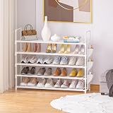 OYREL 5-Tier Shoe Rack 20-25 Pairs Large Organizer with Side Bag White view 8