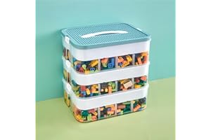 Storage Organizer for Lego, 3 Tier Stackable Storage Bin Transparent Building Bricks Puzzle Craft Plastic Container Organizin