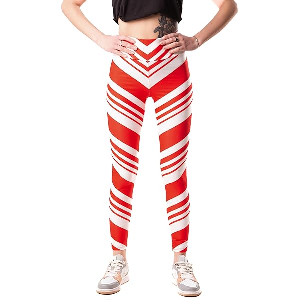 Christmas Leggings Women Plus Size Candy Cane Leggings Christmas