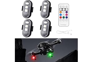QVEVDACAR 4Pcs Wireless LED Strobe Lights with Remote, 8 Colors Mini USB Rechargeable Night Warning Lighting, LED Anti-Collision Tail Flashing Lights for Aircraft Motorcycle Truck RV Car Boat Bike