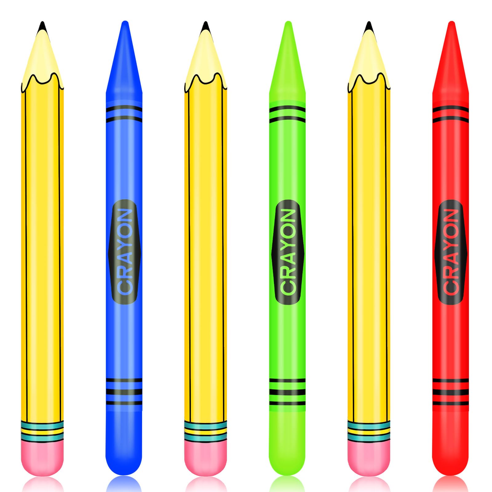 Photo 1 of 6 Pcs Giant Inflatable Crayon Pencil Set Large Blow Up Pencil Multicolor Crayon Balloon Prop Kit for Back to School Party Classroom Events and Birthday Party Decorations