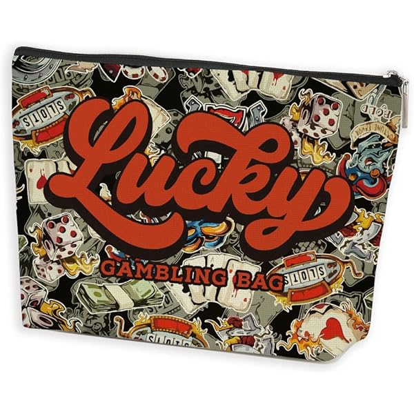 2er-Set Lucky Casino Make-up-Taschen Für Spieler – 25,4 X 17,9 Cm, Aus Baumwoll-Leinen, Mit Reißverschluss