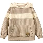 Fdqin Boys Hooded Sweatshirts Waffle Knit Colorblock Pullover Hoodies Casual Sweatshirt 4-12 Years