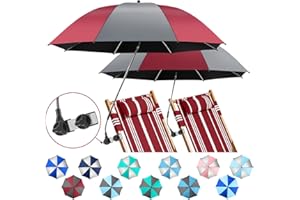 NBtoUS 2 Pack Chair Umbrella with 360°Universal Clamp, UPF50+ Umbrella for Chair, Beach Chair Umbrella for Working Place, Patio chair, Beach Chair, Wheelchairs (Not Includ Chair)