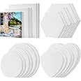 Thenshop 24 Pieces Stretched Canvas for Painting Bulk Blank Canvas Board, Square Round Hexagon Heart Shaped Frame for Kids Art Supplies for Acrylic Pouring Oil Painting(Assorted Shapes)