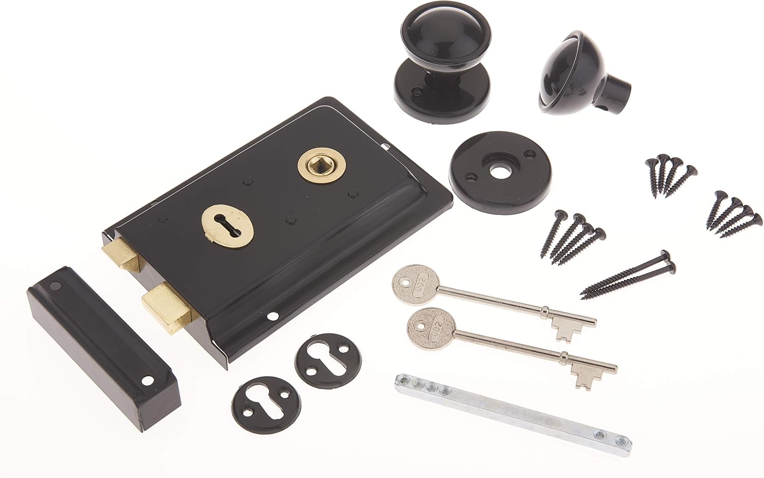 Rim Sashlock and Knob Set Black 6" Lock, 6 Inch - Image 3