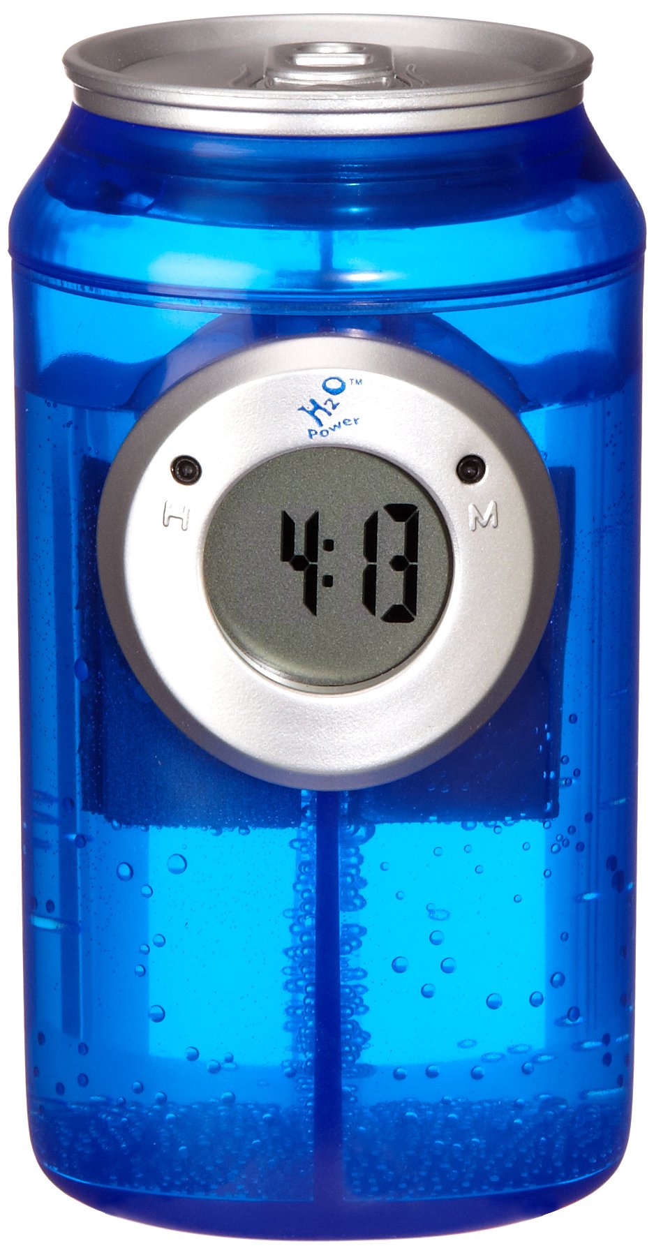 H2O Power Can Shape Water Powered Clock, Tin, Blue