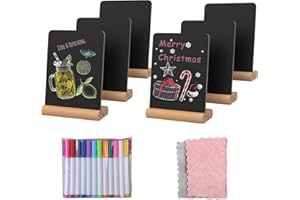 DOCMON Chalkboard Signs, 6 Pack Mini Chalk Board Sign Board with Stand for Food, Buffet, Parties, Message Boards, Table Numbers (4 x 6 in)