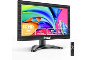 Eyoyo 12 Inch Monitor 1366x768 Small TV Monitor with HDMI VGA BNC AV Ports 16:9 Mini Display for Computer PC RasPi Laptop CCTV Security Analog Camera