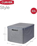 Curver Basket with Lid Rattan Style Large - polypropylene storage view 2