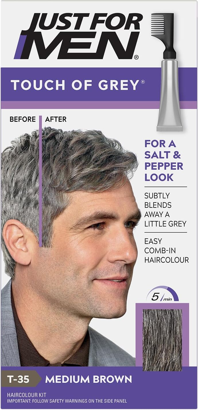 Just For Men Touch of Grey Medium Brown Hair Dye T35 No Mix No Mess