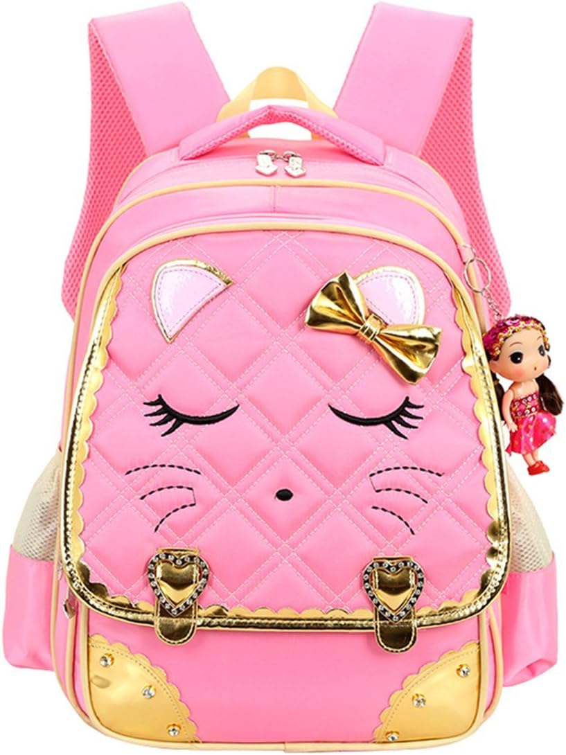 Cat Face Waterproof Girls Backpack Kids School Bookbag for Primary Students